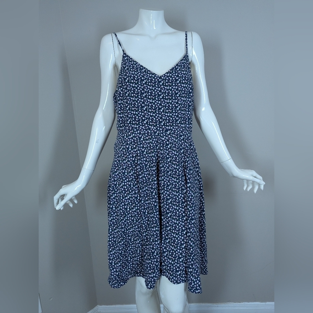 GAP Floral Slip Dress | Navy Blue Ditsy Print | Adjustable Straps | Rayon Midi |